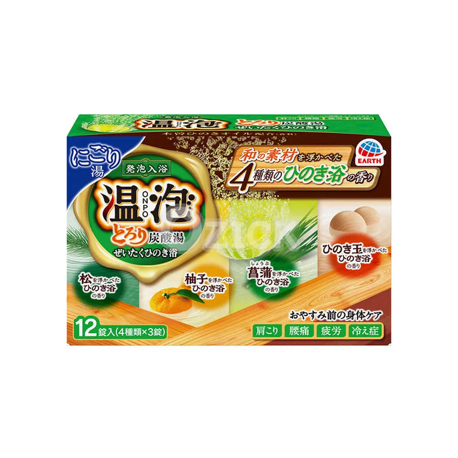 [EARTH CHEMICAL] 온포 ONPO 기분좋은 탄산탕 사치스러운 히노키욕 12정입 - 모코몬 일본직구