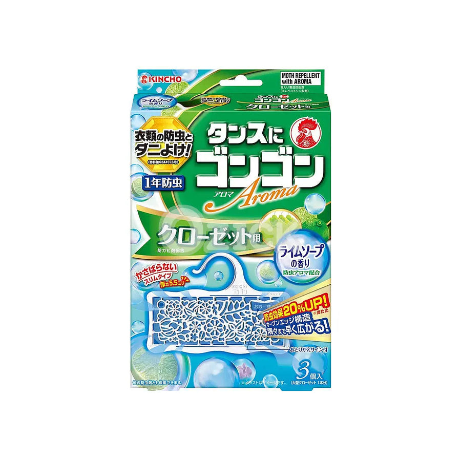 [KINCHO] 곤곤 아로마 옷장용 3개입 라임비누향 - 모코몬 일본직구