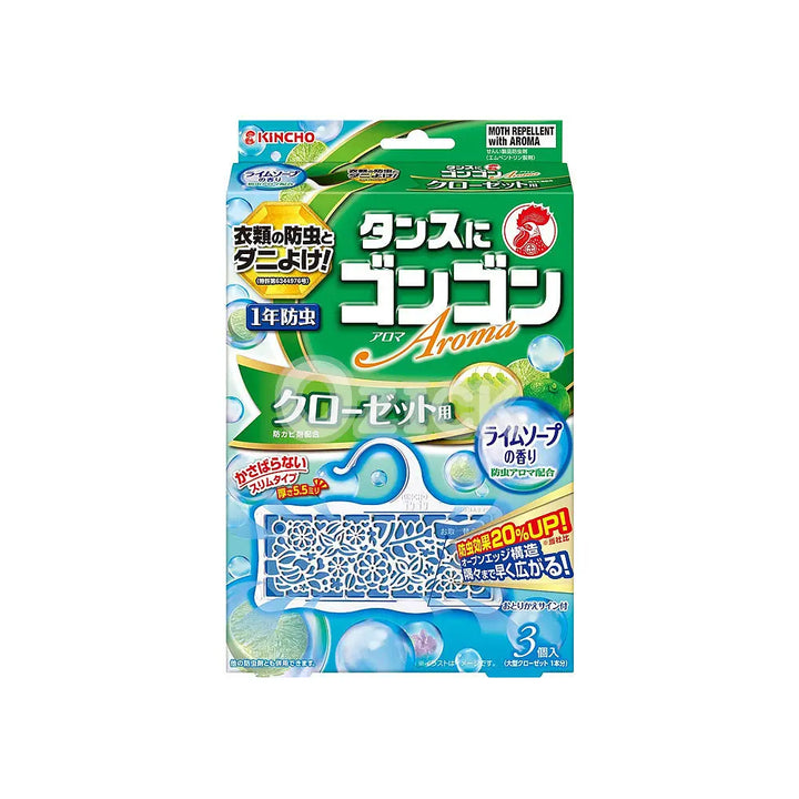 [KINCHO] 곤곤 아로마 옷장용 3개입 라임비누향 - 모코몬 일본직구