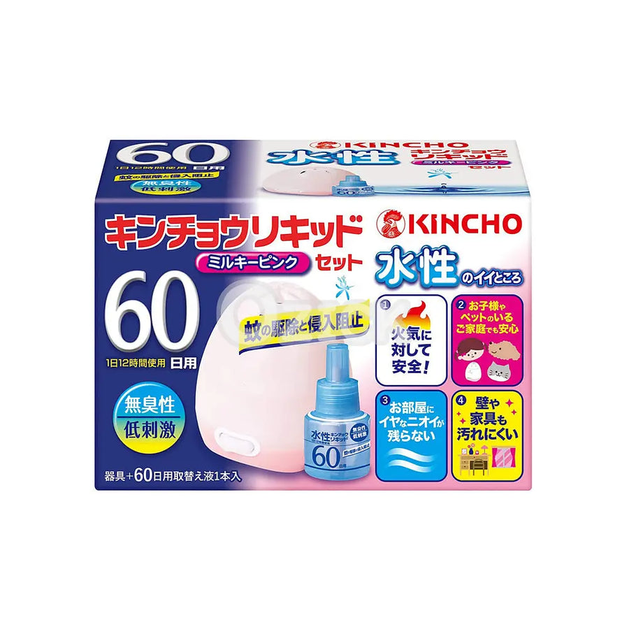 [KINCHO] 수성 킨쵸 리퀴드 모기 퇴치 60일 무취성 밀키 핑크 세트 - 모코몬 일본직구