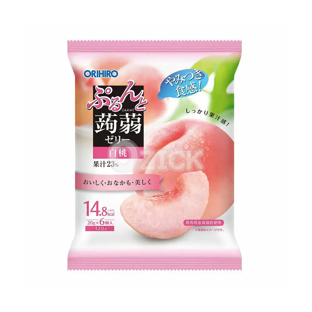 [ORIHIRO] 오리히로 푸룬토 곤약젤리 파우치 백도맛 6개입 - 모코몬 일본직구